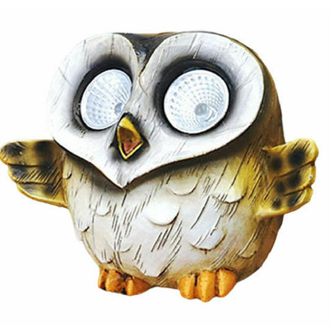 Cute Funny Owl Gnome Statue for Garden Decoration LED Solar Powered Light