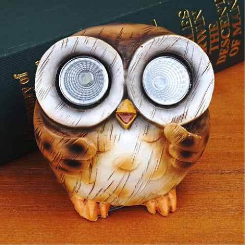 Cute Funny Owl Naughty Gnome Statue for Garden Decoration Solar Powered Light