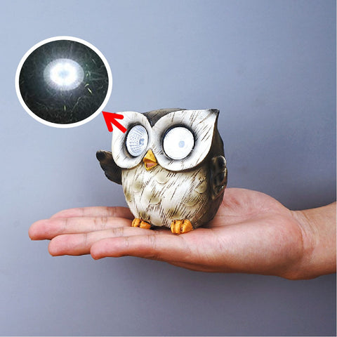 Funny Owl Statue Naughty Bird Garden Decoration with Solar Light Outdoor Décor