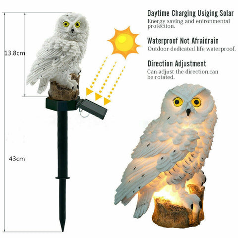 Solar Garden Stake Lights Decorative Resin Owl Sculptures Figure Ornament