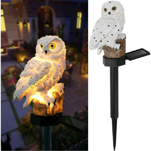 Solar Garden Stake Lights Decorative Resin Owl Sculptures Figure Ornament