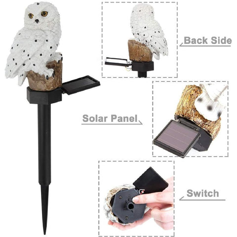 Solar Garden Stake Lights Decorative Resin Owl Sculptures Figure Ornament