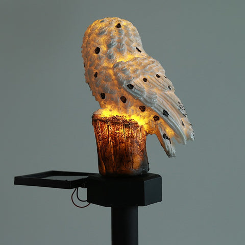 Solar Garden Stake Lights Decorative Resin Owl Sculptures Figure Ornament