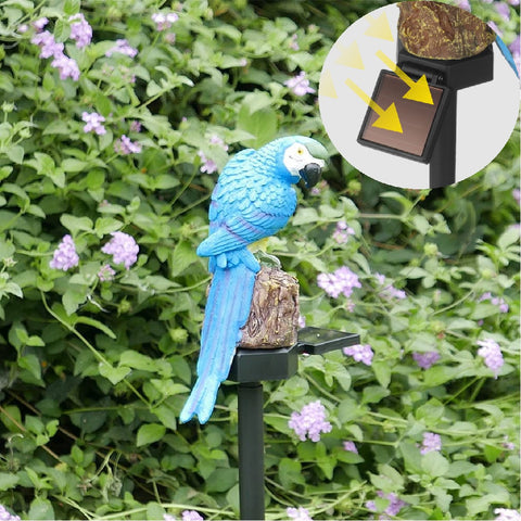 Solar Garden Lights Cute Parrot Waterproof Outdoor Garden Stake Ornament Blue