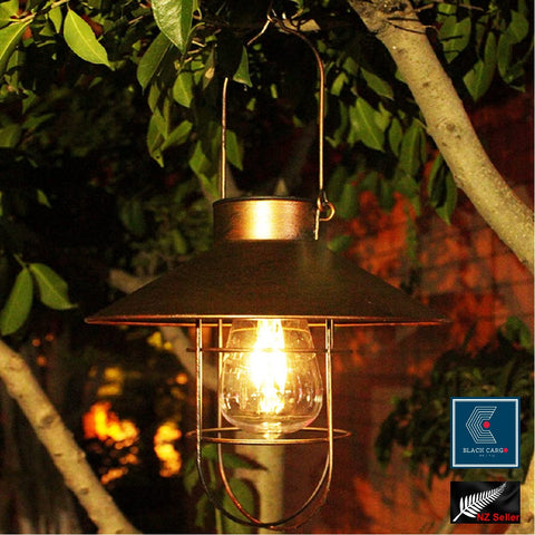 Solar Lantern Outdoor Vintage Hanging Light Metal Farmhouse Solar Lamp