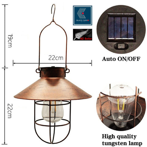 Solar Lantern Outdoor Vintage Hanging Light Metal Farmhouse Solar Lamp