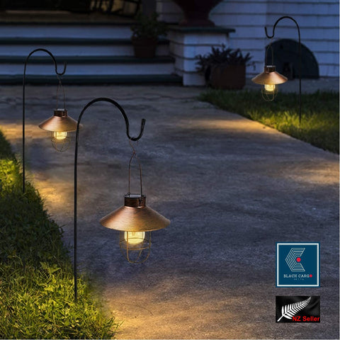 Solar Lantern Outdoor Vintage Hanging Light Metal Farmhouse Solar Lamp