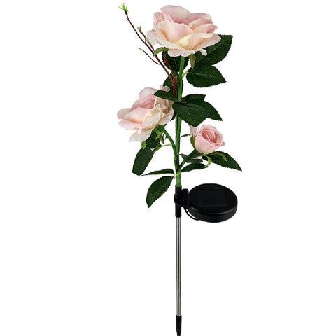 Solar Powered Decorative Realistic Rose Garden Stake Lights -Pink