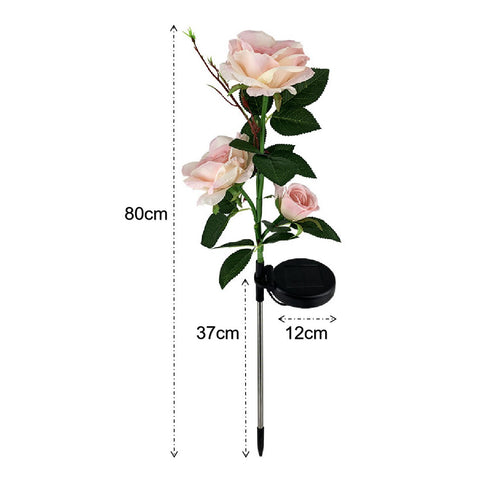 Solar Powered Decorative Realistic Rose Garden Stake Lights -Pink