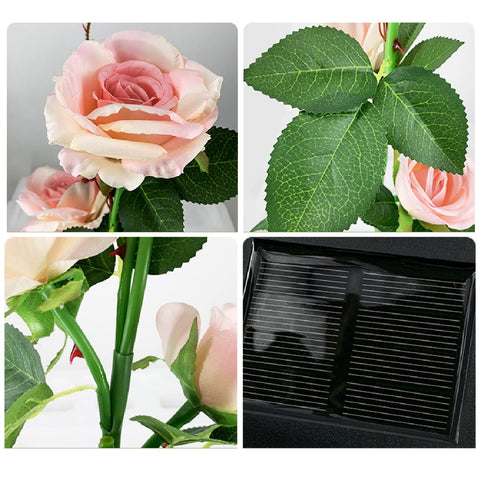 Sol Rose Solar Powered Decorative Realistic Rose Garden Stake Lights -Pink ...
