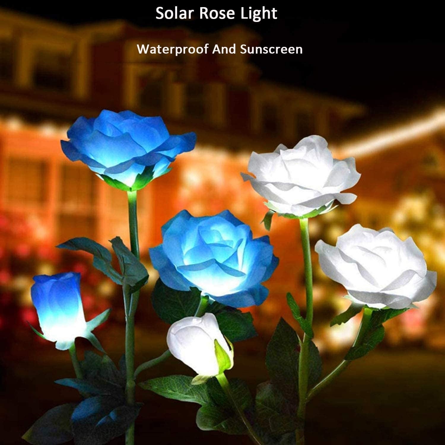 Sol Rose Solar Powered Decorative Realistic Rose Garden Stake Lights -Pink ...