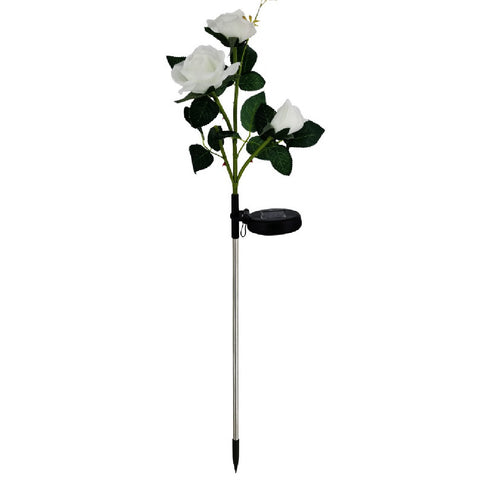 Solar Powered Decorative Realistic Rose Garden Stake Lights - White