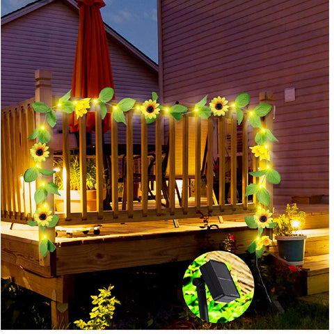 Solar Lights Sunflower Garde Decor String Light with 20 Sunflowers Fairy Lights