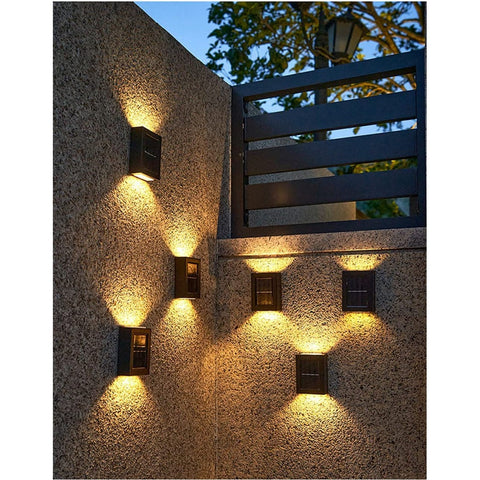 2pcs Solar Deck Wall Lights Solar Fence Lights Garden Decorative Lights