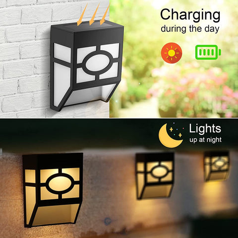 2Pcs Solar Fence Lights Solar Deck Lights Garden Decorative Lights Wall Lights