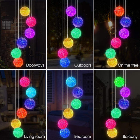 Solar Lights Color Changing Wind Chime Spiral Spinner Crystal Ball lamps Lights