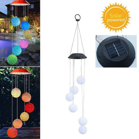 Solar Lights Color Changing Wind Chime Spiral Spinner Crystal Ball lamps Lights