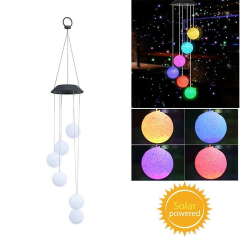 Solar Lights Color Changing Wind Chime Spiral Spinner Crystal Ball lamps Lights