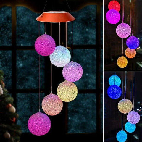 Solar Lights Color Changing Wind Chime Spiral Spinner Crystal Ball lamps Lights