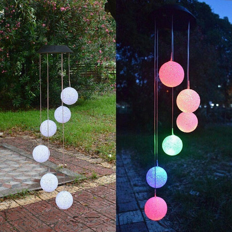 Solar Lights Color Changing Wind Chime Spiral Spinner Crystal Ball lamps Lights