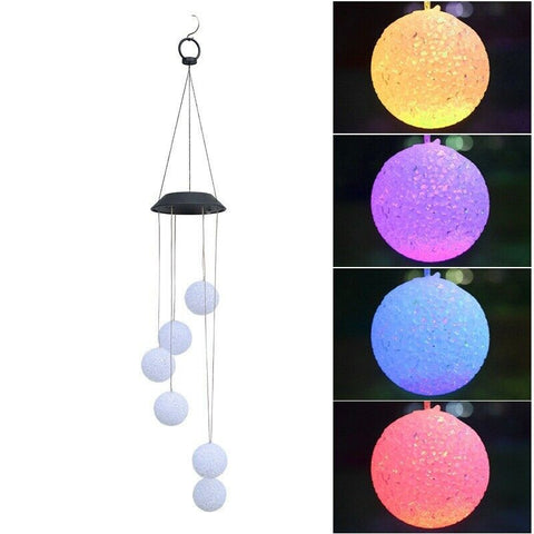 Solar Lights Color Changing Wind Chime Spiral Spinner Crystal Ball lamps Lights