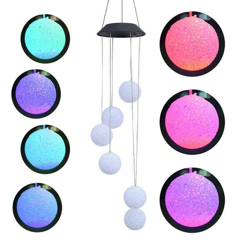 Solar Lights Color Changing Wind Chime Spiral Spinner Crystal Ball lamps Lights