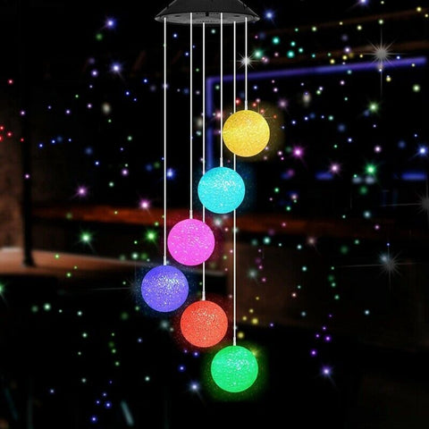 Solar Lights Color Changing Wind Chime Spiral Spinner Crystal Ball lamps Lights