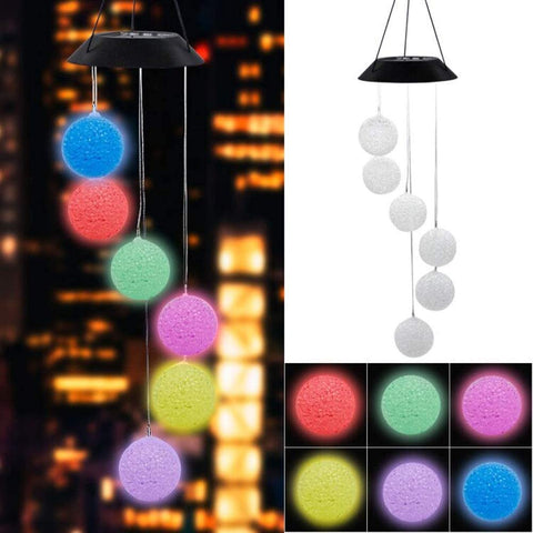 Solar Lights Color Changing Wind Chime Spiral Spinner Crystal Ball lamps Lights