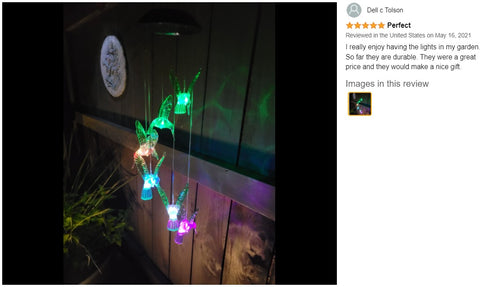 Solar Lights Color Changing Wind Chime Spiral Spinner Hummingbird lamp lights