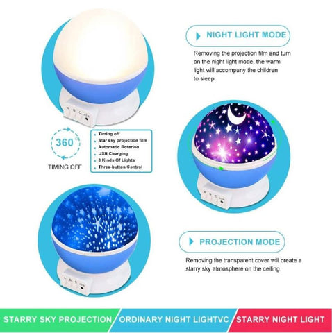 Star Night Light Projector Kids Night Light 360 Degree Rotation -Blue