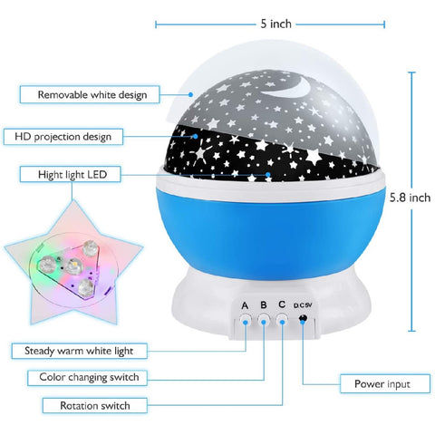 Star Night Light Projector Kids Night Light 360 Degree Rotation -Blue