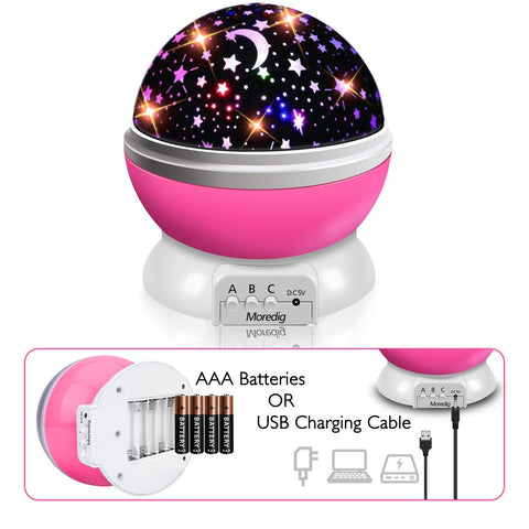 Star Night Light Projector Kids Night Light 360 Degree Rotation -Pink