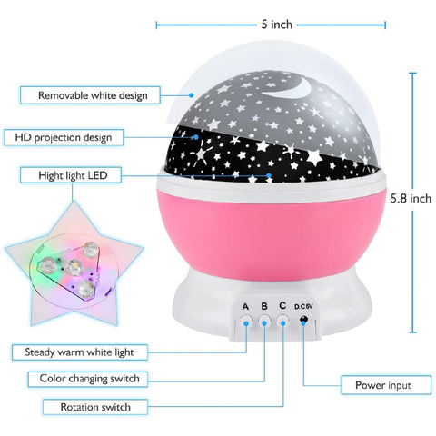 Star Night Light Projector Kids Night Light 360 Degree Rotation -Pink