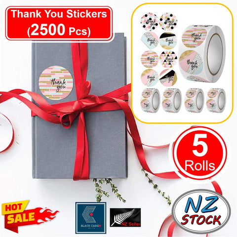 5Pack Packing Boxes Gift Boxes 2500Pcs Thank You Sticker