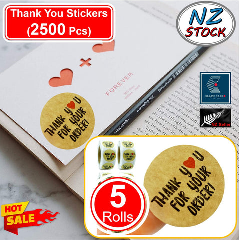 Thank You Sticker Roll Envelope Sealing Label Self Adhesive 25 mm 2500 Pcs