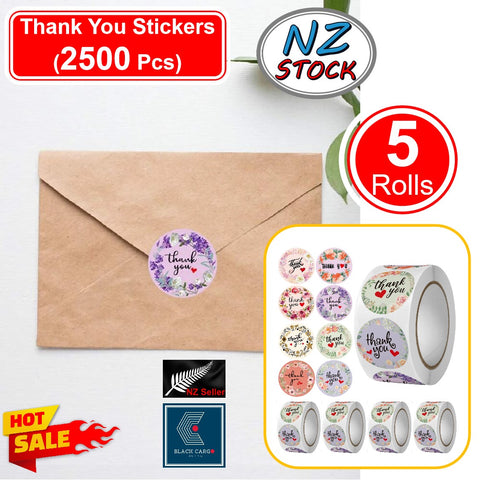 Thank You Sticker Roll Envelope Sealing Label Self Adhesive 25 mm 2500 Pcs