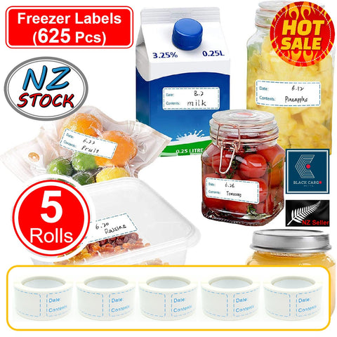 Freezer Labels Rolls Food Storage Stickers Refrigerator Paper Label 625 Pcs Blue