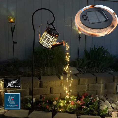 Solar Garden Lights Garden Decorations Metal Watering Can with Twinkling Lights