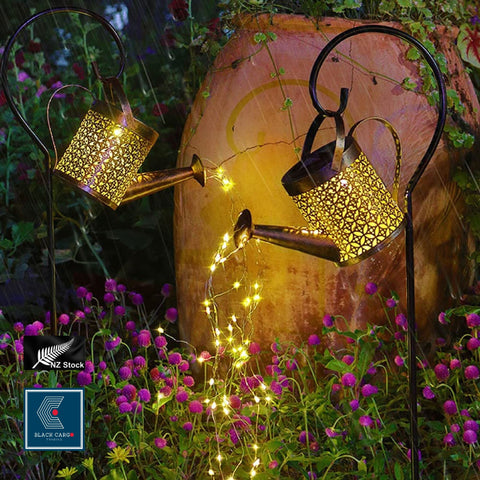 Solar Garden Lights Garden Decorations Metal Watering Can with Twinkling Lights