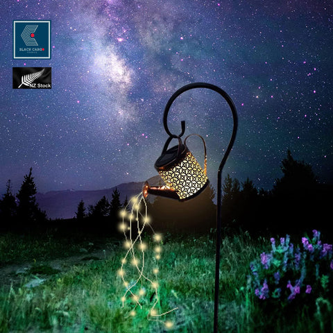 Solar Garden Lights Garden Decorations Metal Watering Can with Twinkling Lights