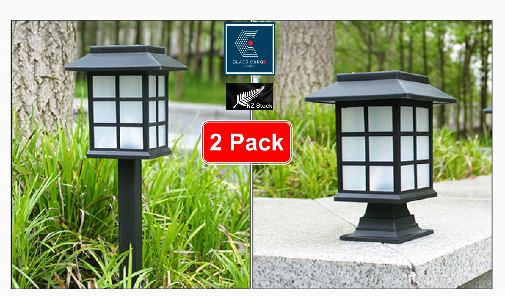 Solar Post Lights 2Pcs - Referdeal