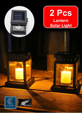 2 Pack Solar Lantern Hanging Garden Outdoor Lights Flickering LED Candle Lights