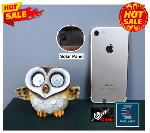 Cute Funny Owl Gnome Statue for Garden Decoration LED Solar Powered Light