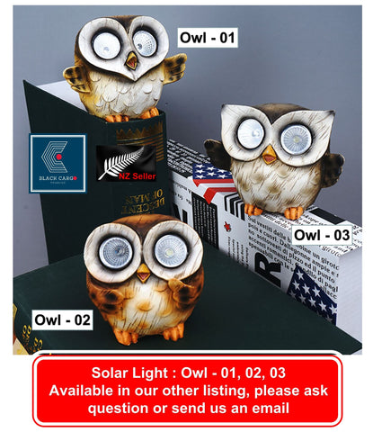 Cute Funny Owl Gnome Statue for Garden Decoration LED Solar Powered Light