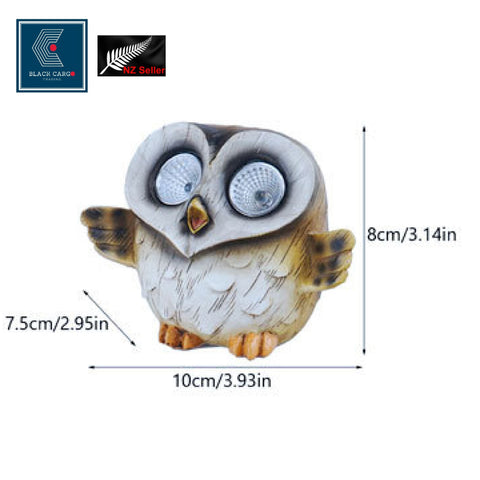 Cute Funny Owl Gnome Statue for Garden Decoration LED Solar Powered Light