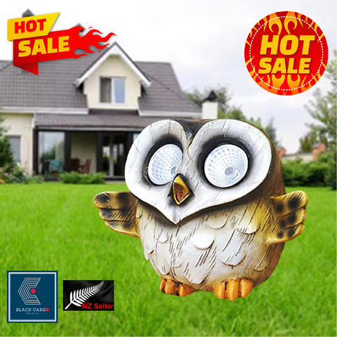 Cute Funny Owl Gnome Statue for Garden Decoration LED Solar Powered Light