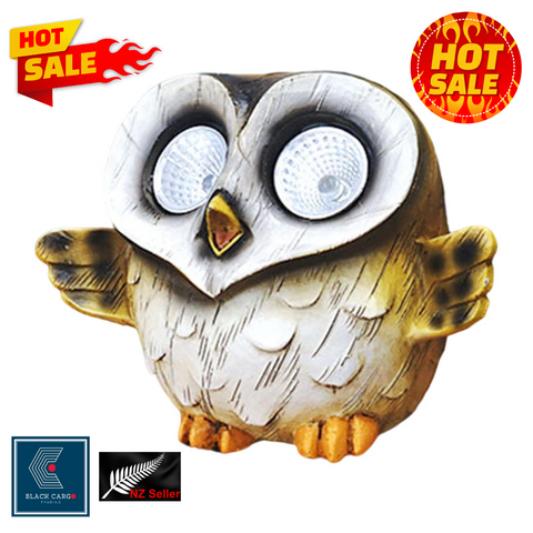 Cute Funny Owl Gnome Statue for Garden Decoration LED Solar Powered Light