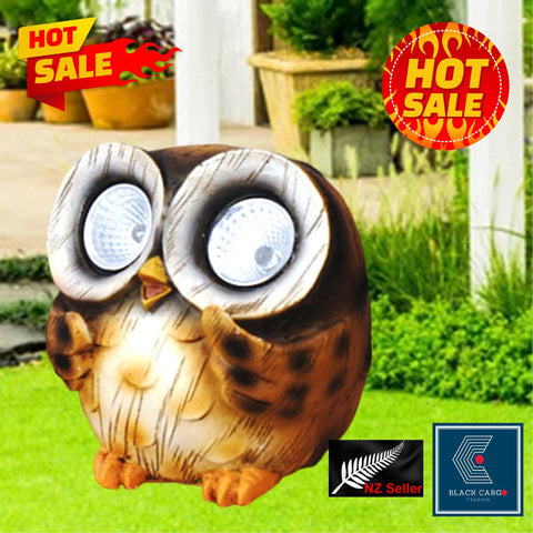 Cute Funny Owl Naughty Gnome Statue for Garden Decoration Solar Powered Light