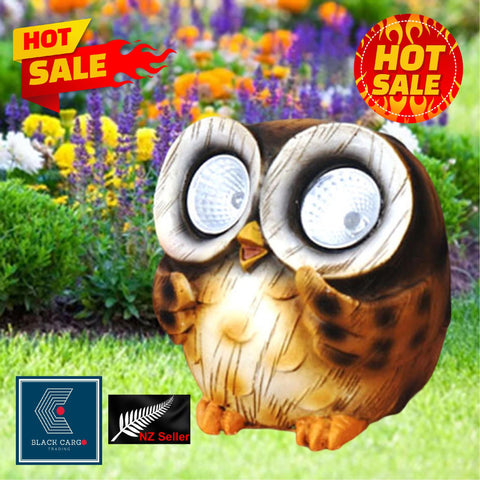 Cute Funny Owl Naughty Gnome Statue for Garden Decoration Solar Powered Light