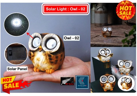 Cute Funny Owl Naughty Gnome Statue for Garden Decoration Solar Powered Light